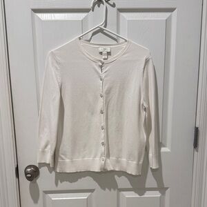 LOFT Cream Button-Up Sweater